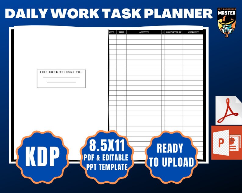 Download Daily Work Task Planner KDP Interior Ready to Upload | Etsy