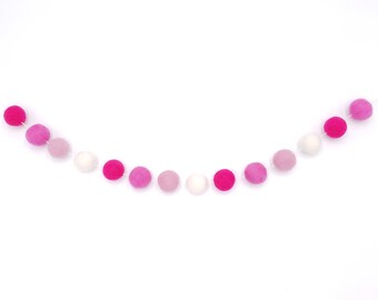 Pink Ombre Felt Ball Garland: Valentine's Day Decor