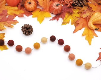 Fall Garland, Felt Ball Garland, Autumn Garland, Rustic Fall Decor, Thanksgiving Mantel Decor, Fall Home Decor, Boho Fall Decor