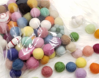 Bulk Wool Felt Balls, Assorted Colors, DIY Craft Supplies, Felt Pom Poms, Sensory Fillers, Oil Diffuser Balls, Cat Toy, 50 or 100 Pieces
