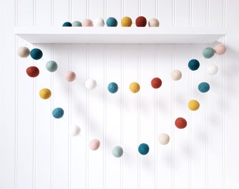 Felt Ball Garland: Southwestern Nursery Decor, 100% Wool