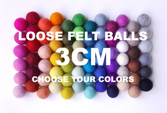 100% Wool Felt Balls -50pcs Hand-Felted Pom Poms for Decoration DIY and Creative Crafts, Blue