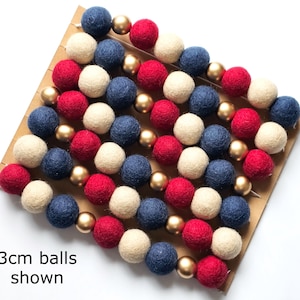 Felt Ball Garland: Rustic 4th of July USA Decor image 7