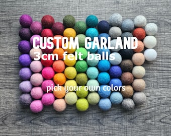 Custom Felt Ball Garland: 3cm Wool Pom Pom Banner