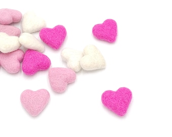 Wool Felt Hearts: Hand Felted Valentine's Day Decor (3cm)