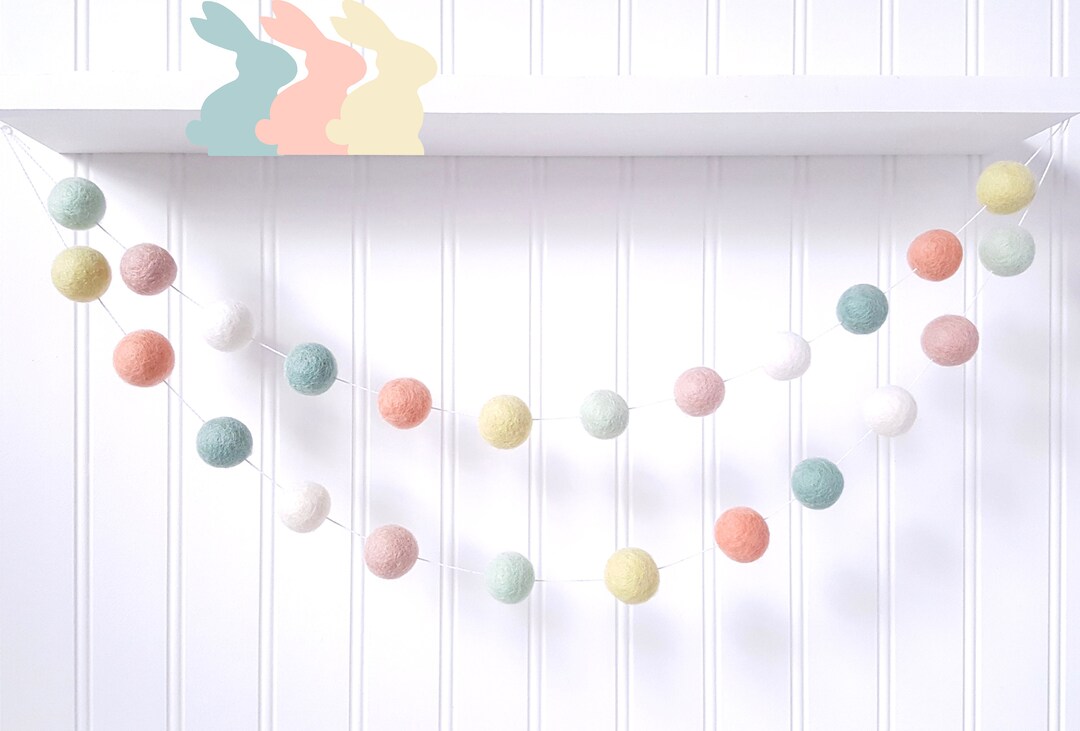 Pastel Easter Garland, Pom Pom Garland, Easter Decor, Spring Garland