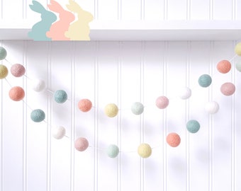 Pastel Easter Garland, Pom Pom Garland, Easter Decor, Spring Garland, Felt Ball Garland, Spring Decor