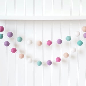Unicorn Felt Ball Garland: Pastel Birthday Party Decor