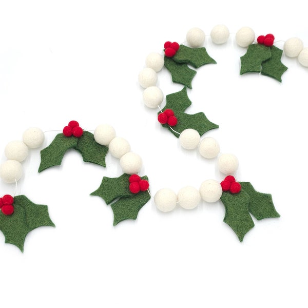 Holly Berry Garland, Holly Garland, Red Berry Garland, Christmas Garland, Christmas Decor, Holiday Decor, Christmas Mantle Decor