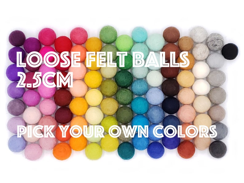 Felt Balls, Loose Felt Balls, Pom Pom Balls, Wholesale, Bulk Felt Balls, Mix and Match, Felt Pom Poms, Felt Wool Balls, DIY Crafts image 1