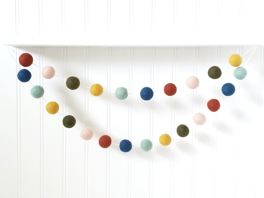 Felt Ball Garland Nursery Decor, Pom Pom Garland for Kids Room ...