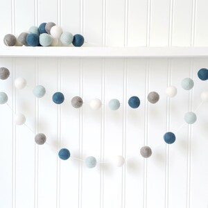 Blue and Grey, Boy Nursery Garland, Boy Room Decor, Boy Bunting, Baby Boy Garland, Boy Baby Shower Decor, Felt Ball Garland, Pom Pom Garland