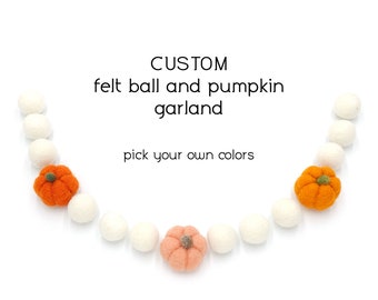 Custom Pumpkin Garland, Felt Pumpkins, Fall, Autumn, Halloween, Thanksgiving Decor, Mantle Decor, Mix and Match