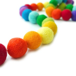 Rainbow Garland, Birthday Party Decor, Felt Ball Garland, Pom Pom Garland, Rainbow, Felt Ball Bunting, Felt Ball Banner, Playroom Decor image 2