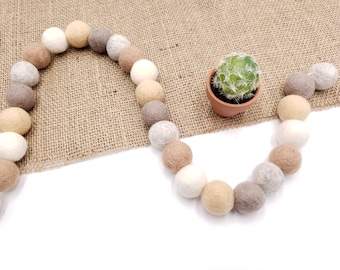 Farmhouse Decor, Neutral Home Decor, Felt Ball Garland, Pom Pom Garland, Wool Felt Balls, Gender Neutral, Nursery Decor, Woodland Nursery