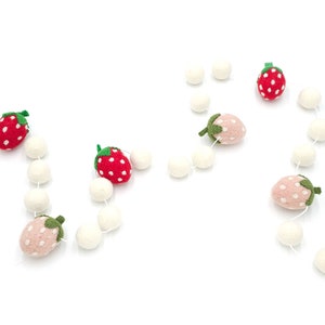 Strawberry Garland, Summer Decor, Berry Garland, Felt Ball Garland, Pom Pom Garland, Summer Mantle Decor, Fruit Party Decor
