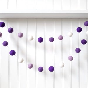 Purple Nursery Decor, Purple Garland, Girls room Decor, Purple Ombre, Purple Bunting, Felt Ball Garland, Pom Pom Garland, Purple Home Decor