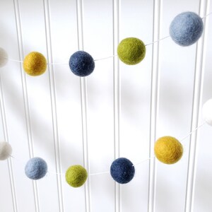 Blue and Green, Felt Ball Garland, Boy Nursery Decor, Boy Room Decor, Boy Playroom Garland, Pom Pom Bunting, Boy Baby Shower image 3