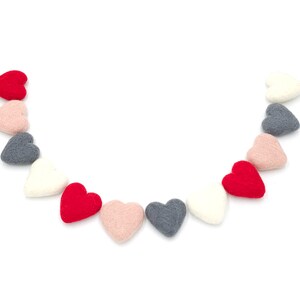 Heart Garland, Heart Banner, Valentine Garland, Valentine Decor, Red, Pink, Blush, Grey and White