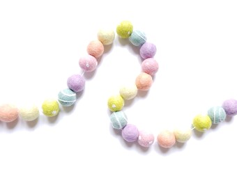 Pastel Rainbow Felt Ball Garland Nursery Decor Baby Girl Garland Rainbow Nursery Boho Decor Baby Shower Banner Kids Room Wall Decor