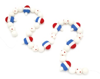 Mini Rocket Pop, Felt Popsicle Garland, Fourth of July, Pom Pom Garland, Felt Ball Garland, Patriotic, July 4th, Banner, Bunting