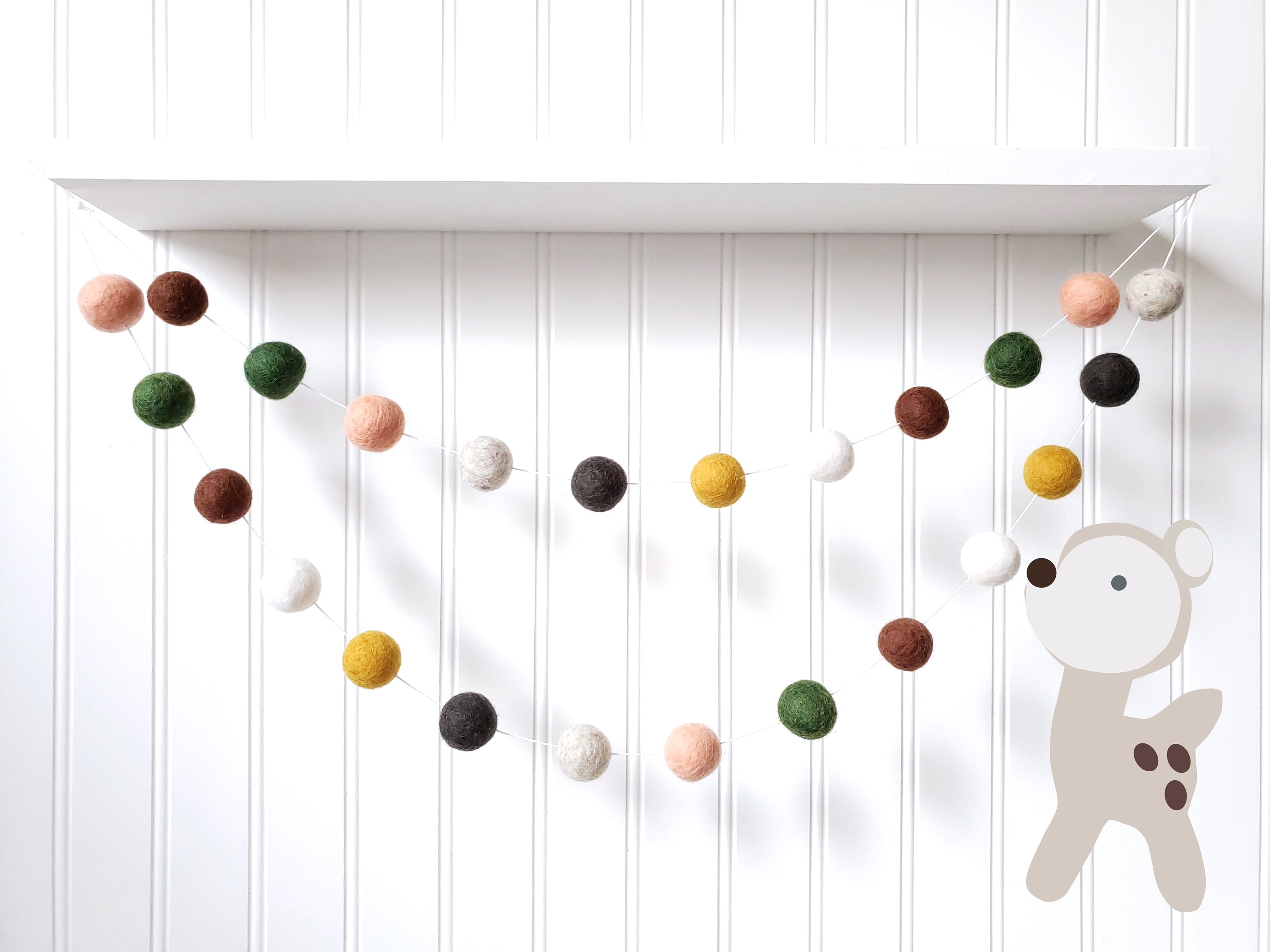 Woodland Felt Ball Garland: Gender Neutral Nursery Decor