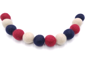 Felt Ball Garland: Patriotic 4th of July Decor