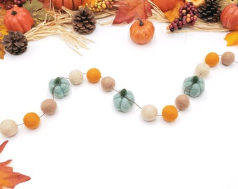 Felt Pumpkin Garland, Fall Decor, Autumn Garland, Thanksgiving Decoration, Mantel Decor, Neutral Farmhouse Home Decor