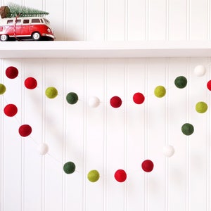 Christmas Decor, Christmas Garland, Holiday, Felt Ball Garland, Pom Pom Garland, Party Decor, Banner, Bunting, Christmas Tree Decor, Xmas