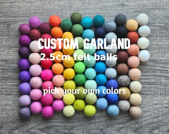 Custom Felt Ball Garland | Choose Your Colors, Pom Pom Garland, Nursery Decor, Boho Home Decor, Wall Hanging, Baby Shower Gift