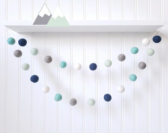 Navy and Mint, Baby Boy Nursery Garland, Boy Nursery Wall Decor, Blue Nursery Decor, Nautical, Baby Shower, Boy Room Decor, Gender Neutral