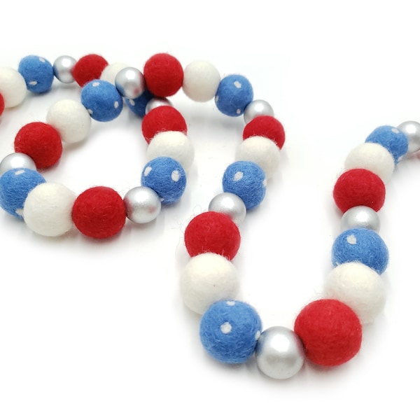 July 4th Garland, 4th of July Decor, July 4th Decor, Patriotic Banners, Red White and Blue, USA Decor, Americana Decor, 4th July Garland