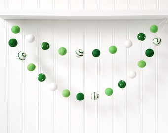 St. Patrick's Day Felt Ball Garland: Green Irish Decor