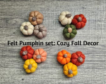 Felt Pumpkins Set, Fall Pumpkin Decor, Autumn Table Centerpiece, Thanksgiving Decor, Tiered Tray Decor, Harvest Home Decor, Pumpkin Bundle