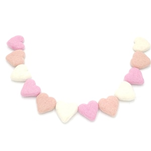 Felt Heart Garland, Valentine Garland, Heart Banner, Valentine Decor, Red, Pink, Blush and White