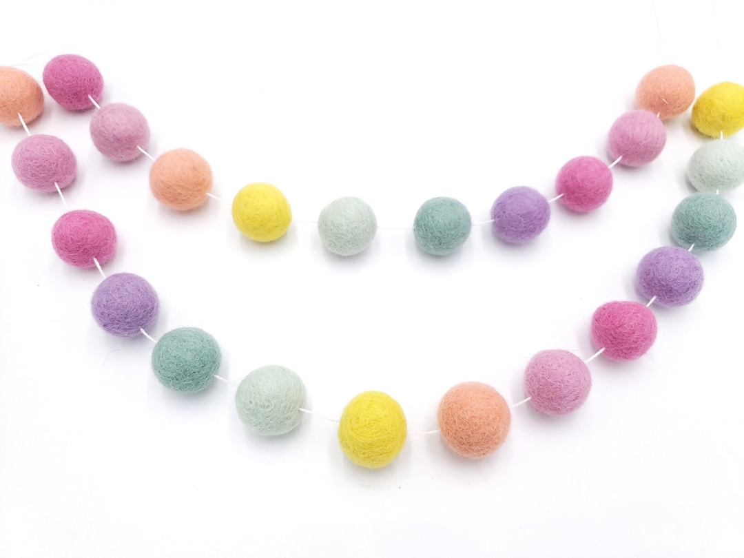 Pastel Rainbow Felt Ball Garland, Nursery Decor, Baby Girl Room Decor ...
