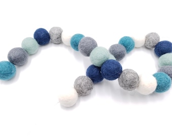 Baby Boy Nursery Decor, Felt Ball Garland, Boy Room Decor, Nursery Garland, Playroom Decor, Baby Shower Decor, Modern Baby Room Decor