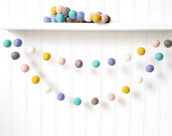 Girl Nursery Decor, Girls Room Decor, Felt Ball Garland, Pom Pom Garland, Baby Shower Gift, Nursery Garland