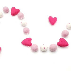 Valentines Day Decor, Valentines Day, Valentines Garland, Valentine Day Decor, Heart Garland, Felt Ball Garland, Pom Pom Garland