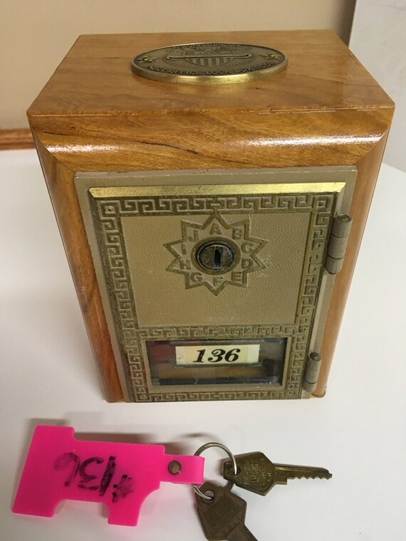 Post Office Box Door Built Into Beautiful Wood Cabinet Bank Etsy