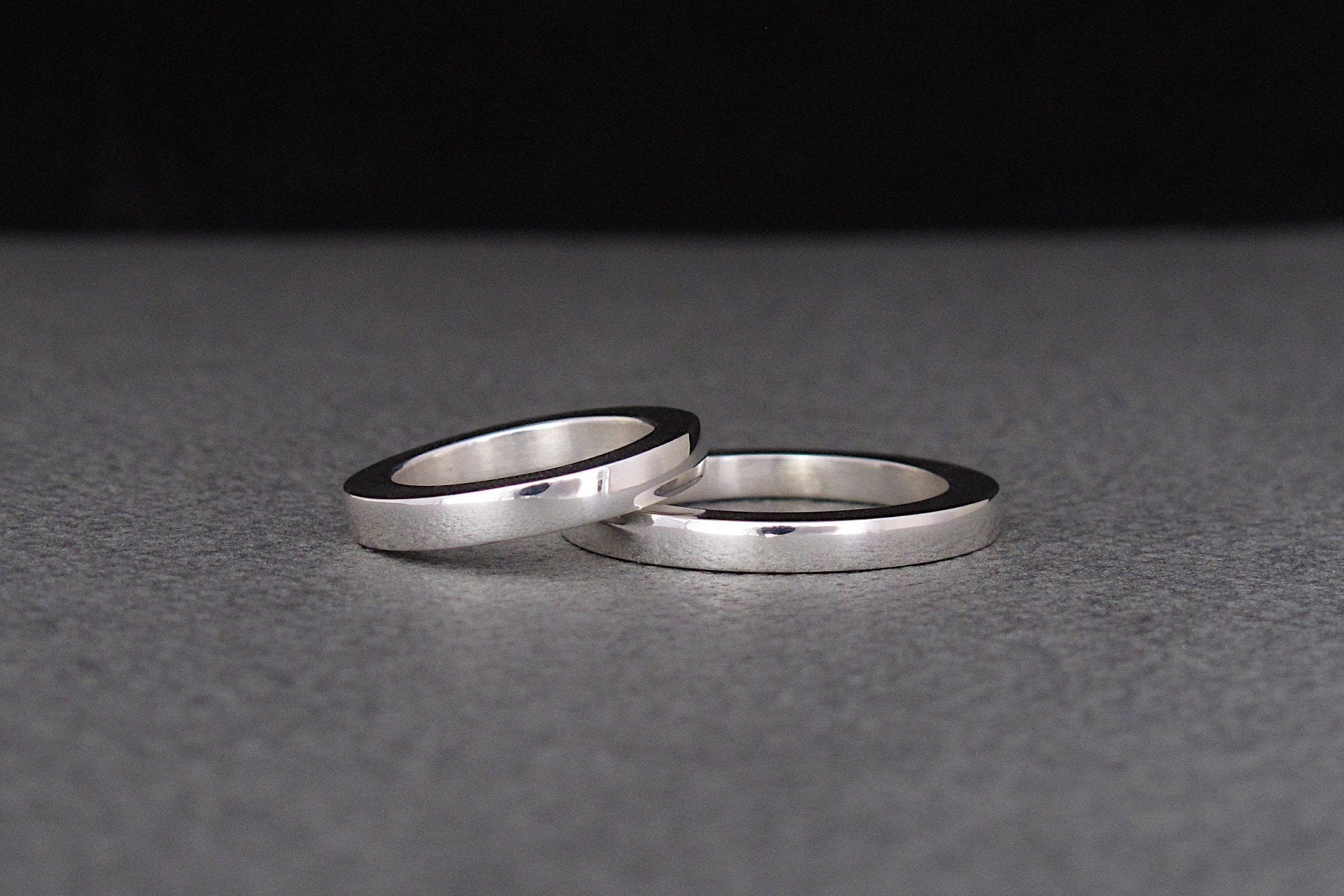 Mens' Wedding Band Set: His & His Handmade Matching Sterling Silver Rings,  Thick Polished Bands for Same Sex Couples, Made to Order. - Etsy