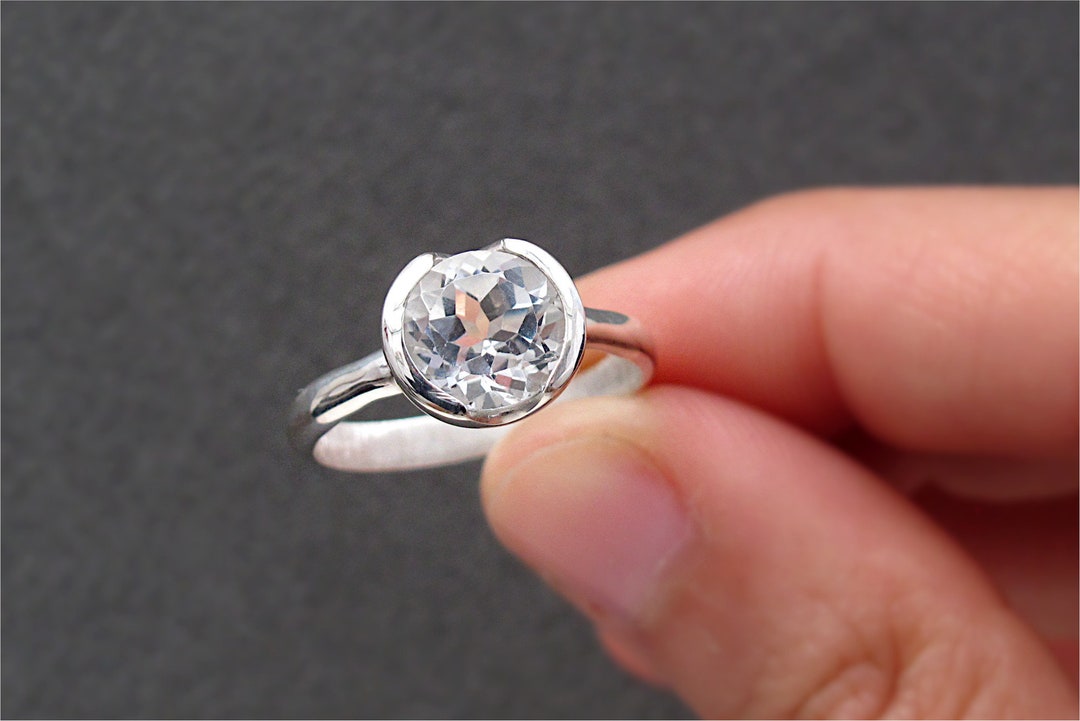 Anillo De Cristal Grande De 2 Cm Para Bodas Y Fiestas – Accesorio Simulado De Compromiso Y Aniversario