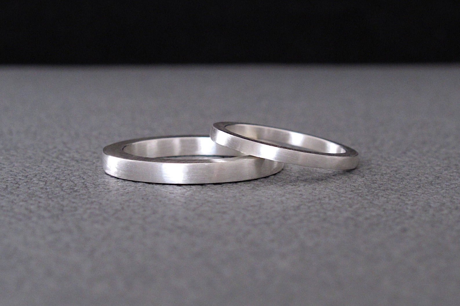 Minimal Wedding Rings in Sterling Silver Handmade Matching Etsy