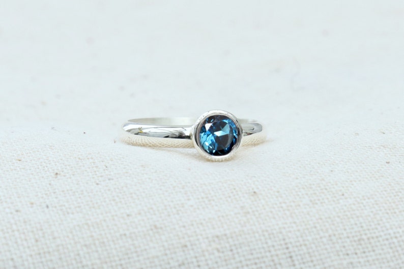 genuine Topaz ring. London Blue Topaz Ring: Sterling silver ring with Topaz bezel set Topaz ring Topaz solitaire handmade Topaz ring