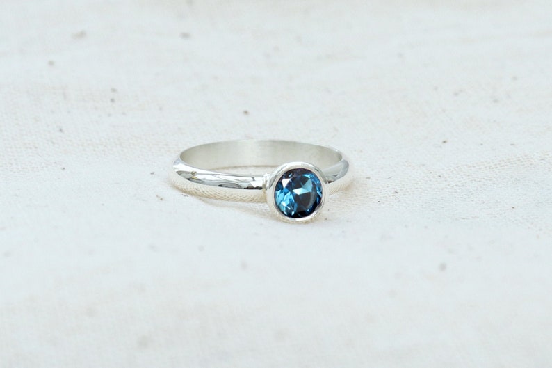 genuine Topaz ring. London Blue Topaz Ring: Sterling silver ring with Topaz bezel set Topaz ring Topaz solitaire handmade Topaz ring