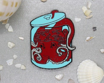 Octopus in a jar Hard Enamel Pin