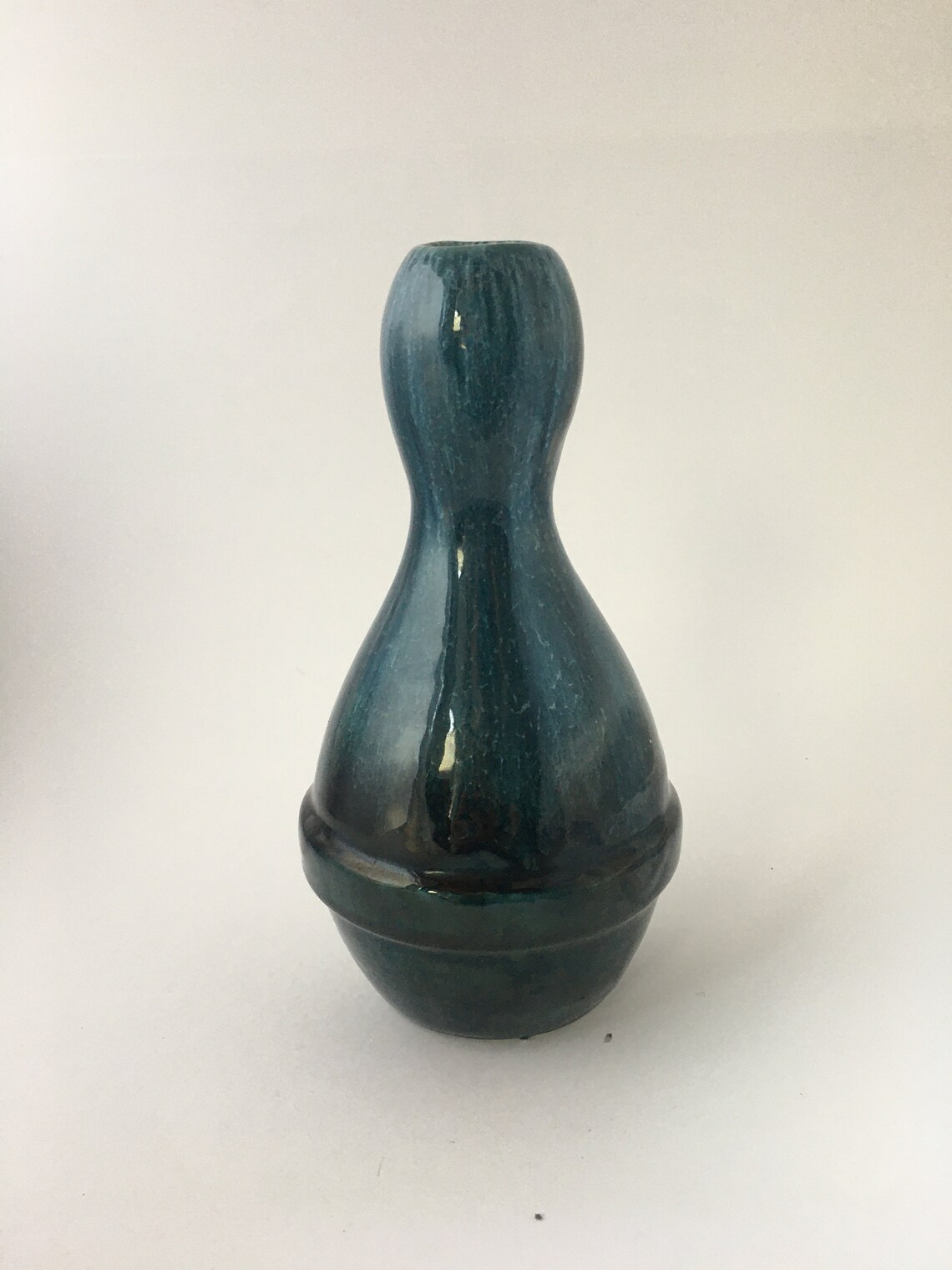 Vintage blue mountain bowling pin vase Etsy