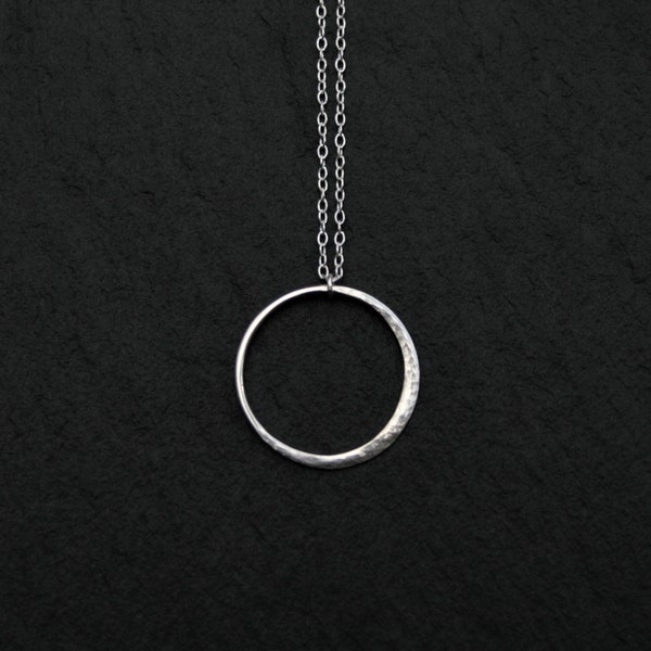 Silver Circle Necklace | Lunar Eclipse Pendant | New Moon Necklace | Elegant Sterling Silver Necklace | ECO Silver Jewellery | ECO Friendly