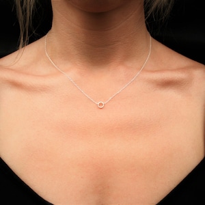 Small Silver Circle Pendant | Elegant Sterling Silver Necklace Chain | Minimalist Understated Simple Ladies Jewellery UK | Made in England