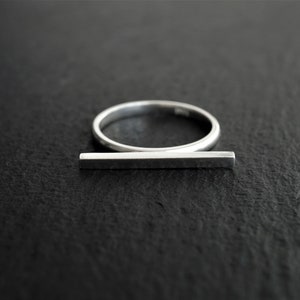 Contemporary Silver Bar Ring, Long Thin Horizontal Bar Ring, Silver Statement Ring, Unisex Sterling Silver Jewellery